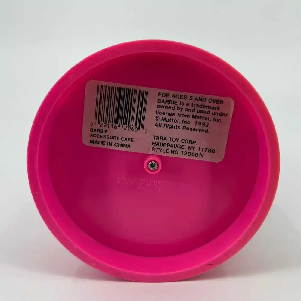 Vintage 1992 Mattel Barbie Pink Accessory Cylinder Case